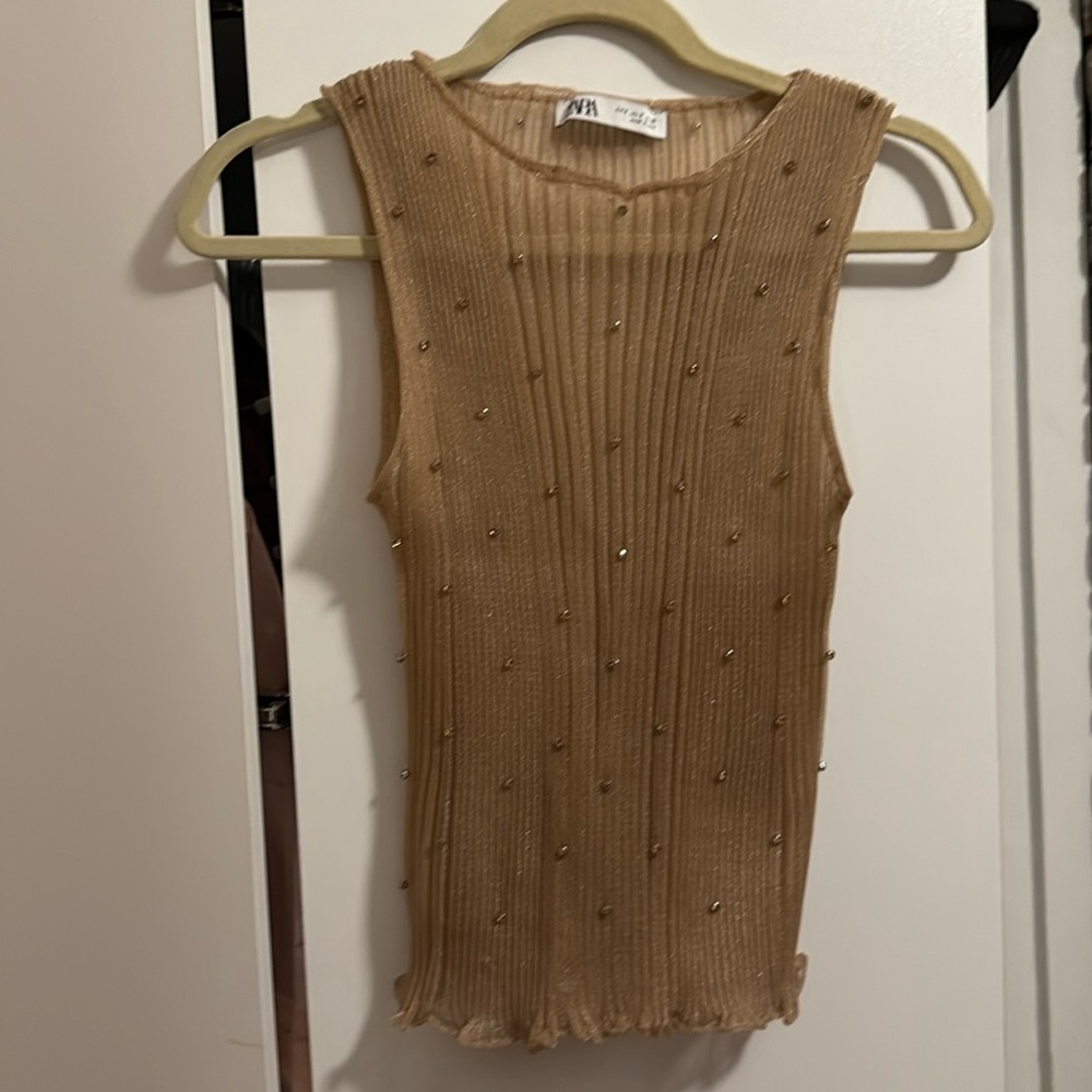 Sheer embellished tank